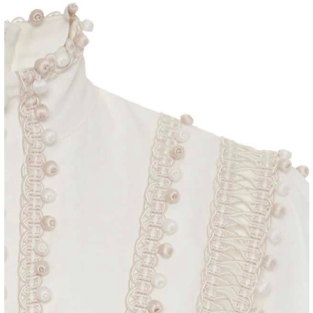 NWT Zimmermann Embroidered Button-Detailed Off White Ramie Mini Dress Size 1 AU - Picture 6 of 16
